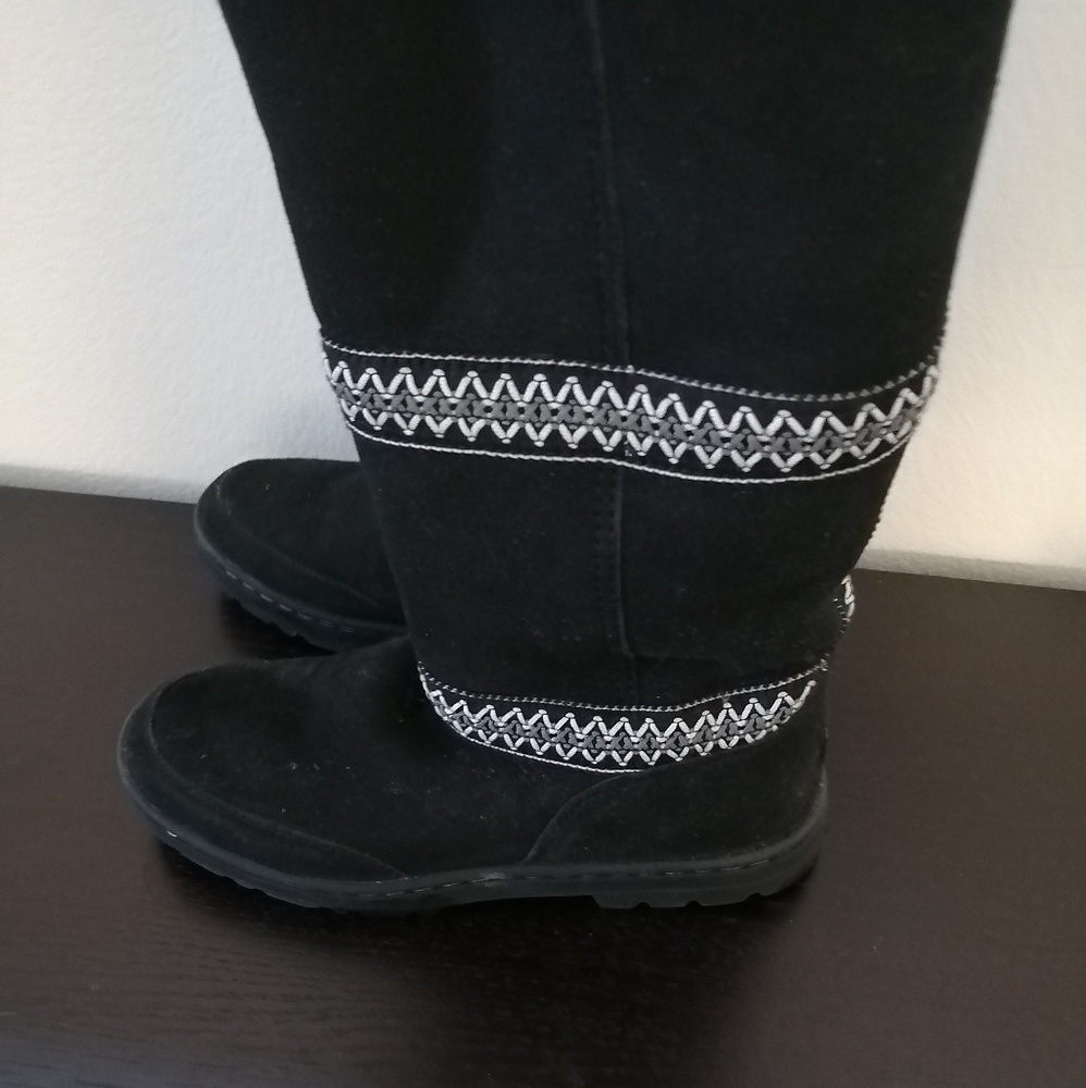 UGG Black Winter Boots with White Pattern